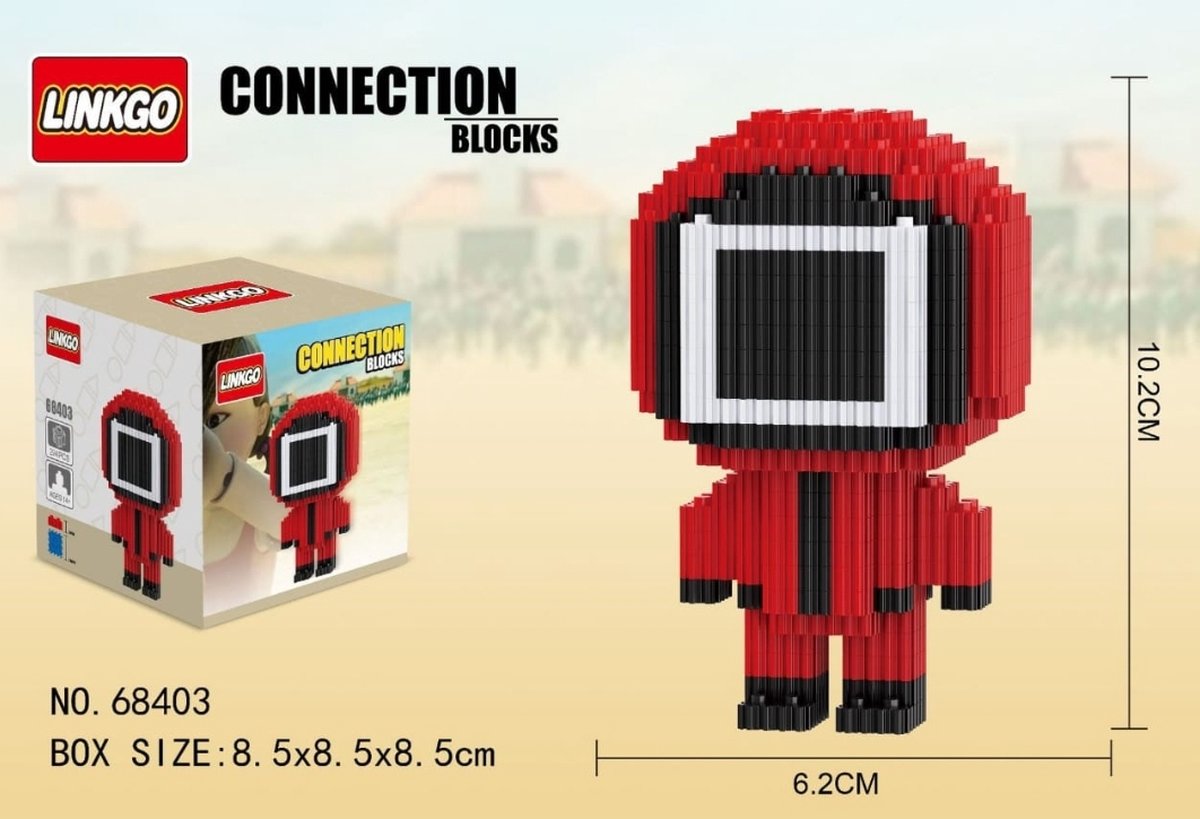 Linkgo Connection Blocks - Squid Game Vierkant (Rood/Wit/Zwart) Speelgoed voor kinderen jongens meisjes | Lego technic, Lego friends, Lego city, Lego ninjago, Lego creator | Squid Game | Figuur Vierkant